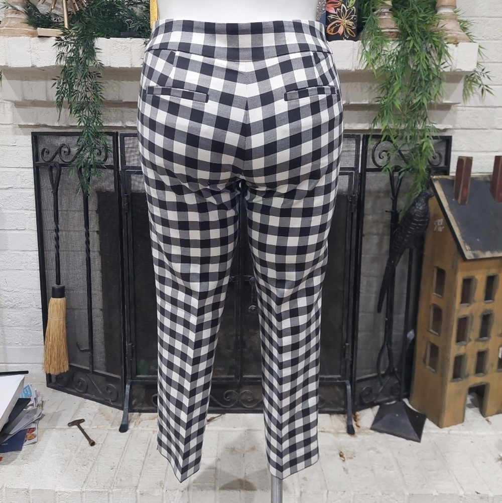 Ann Taylor Devin Fit Cropped Pants Black White Plaid Gingham Womens Sz 8 Classic - Picture 3 of 9